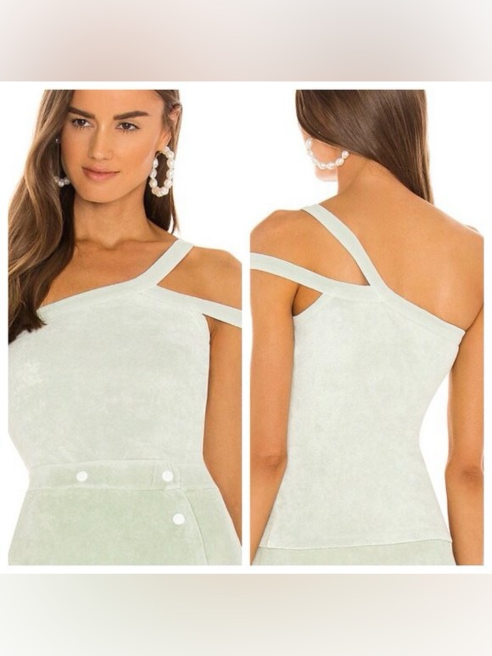 NWT DANNIJO x Revolve Mint Green Terry Cloth Asymmetric Tank Top - Size L